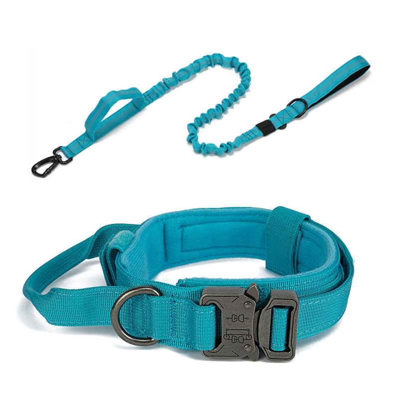 Tactical Dog Collar Leash Set Adjustable for Medium to Large Dogs