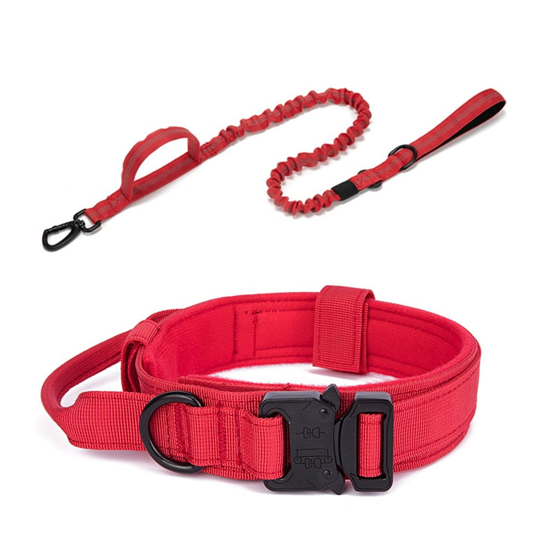 Tactical Dog Collar Leash Set Adjustable for Medium to Large Dogs